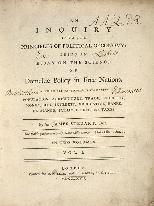 An Inquiry in to the Principles of Political OEconomy, Title page